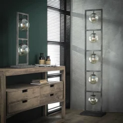 WoonStijl Vloerlamp tower 5x Ø15 glas / Oud zilver showroommodel