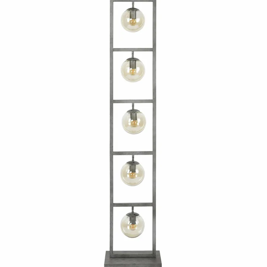 WoonStijl Vloerlamp tower 5x Ø15 glas / Oud zilver showroommodel