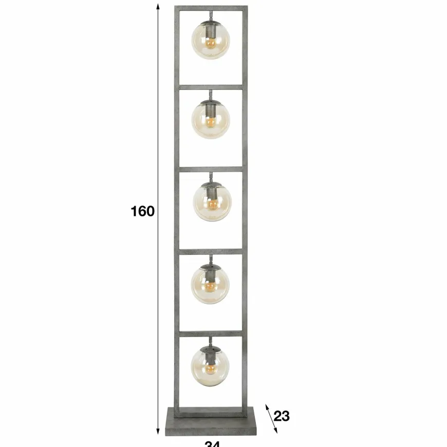WoonStijl Vloerlamp tower 5x Ø15 glas / Oud zilver showroommodel