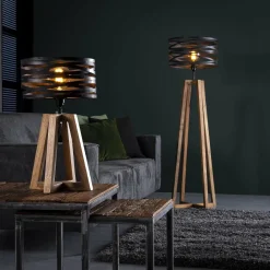 WoonStijl Vloerlamp twist houten kruisframe / Slate grey