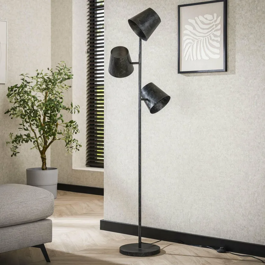 WoonStijl Vloerlamp 3x Kinetic / Charcoal