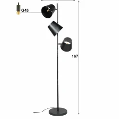 WoonStijl Vloerlamp 3x Kinetic / Charcoal