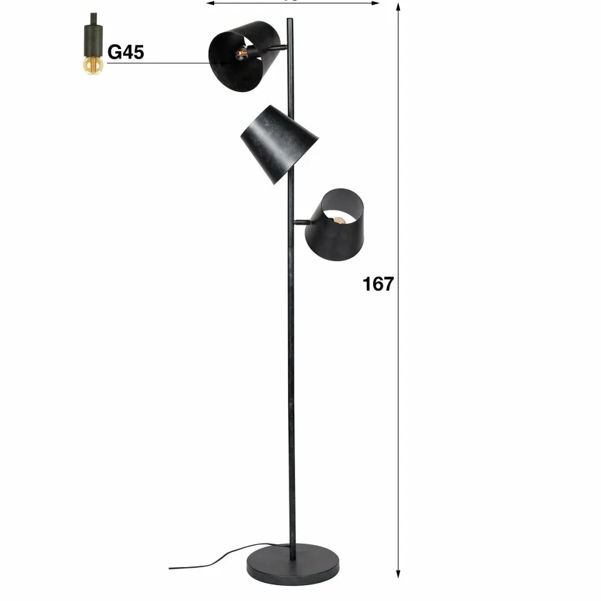 WoonStijl Vloerlamp 3x Kinetic / Charcoal