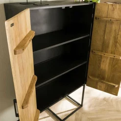 WoonStijl Wandkast 2D metal wood Massief mango blank antiek