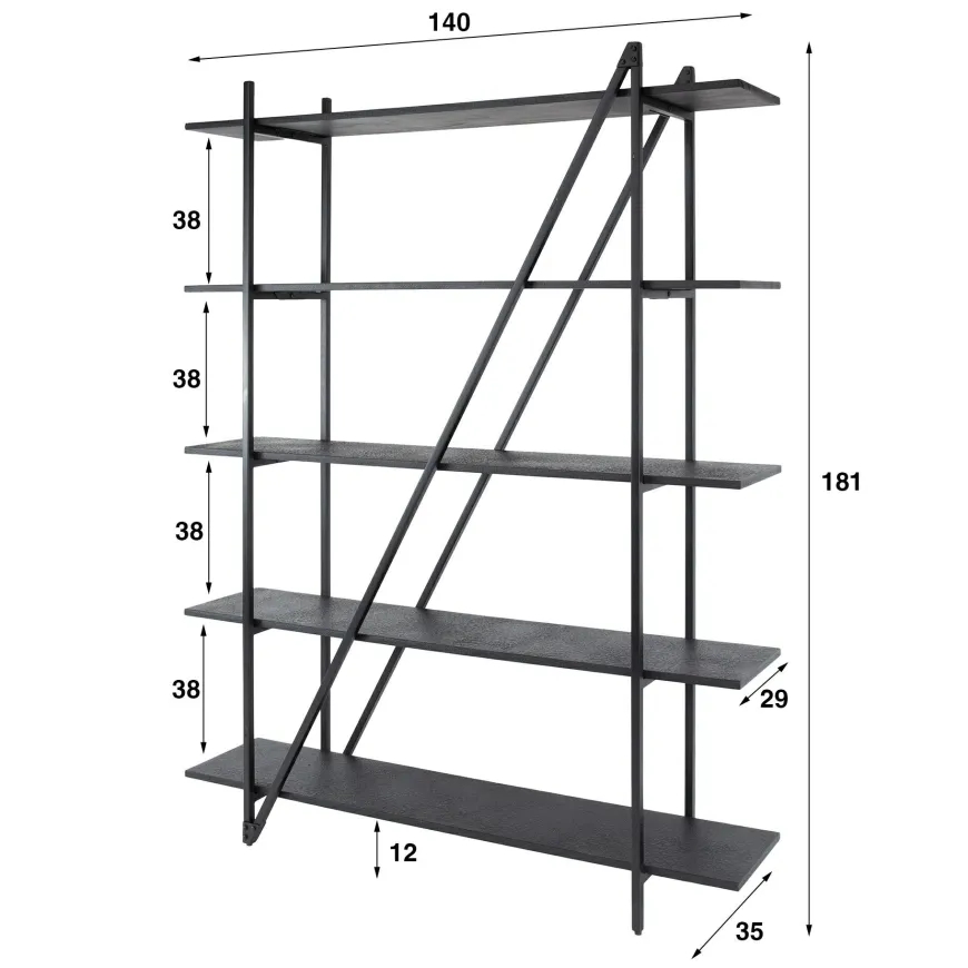 WoonStijl Wandrek 140cm 5 laags Piega Grijs