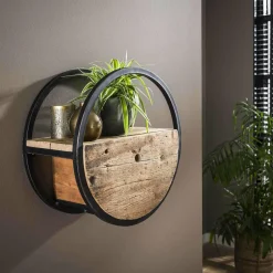 WoonStijl Wandschap circular Ø50 met lade / Robuust hardhout