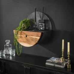 WoonStijl Wandschap half moon Ø50 met lade