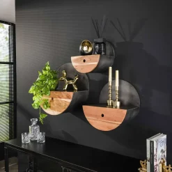 WoonStijl Wandschap half moon Ø50 met lade