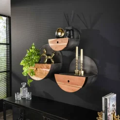 WoonStijl Wandschap half moon Ø50 met lade