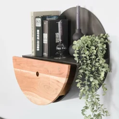 WoonStijl Wandschap half moon Ø50 met lade
