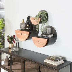 WoonStijl Wandschap half moon Ø50 met lade