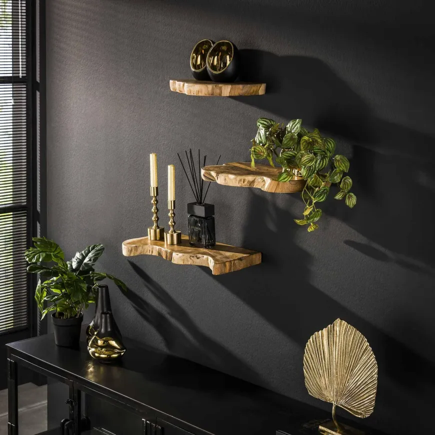 WoonStijl Wandschap natural line set van 3