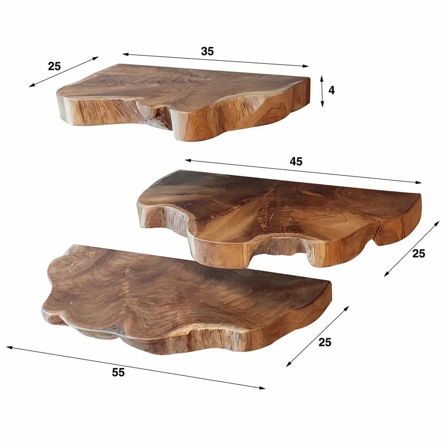 WoonStijl Wandschap natural line set van 3