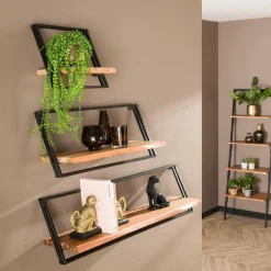 WoonStijl Wandschap set van 3 Lean acacia