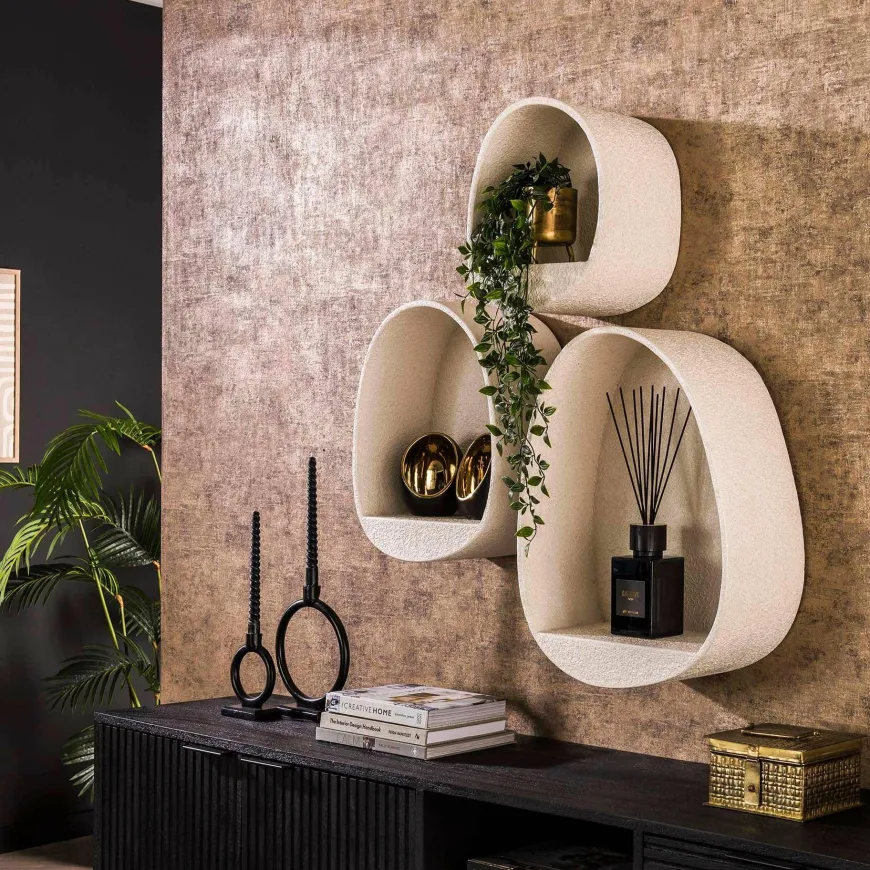 WoonStijl Wandschap set van 3 stone druppel