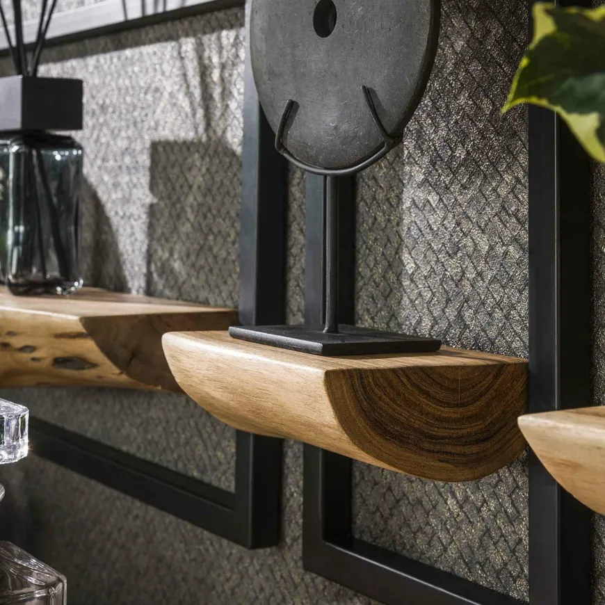 WoonStijl Wandschap set van 5 acacia edge