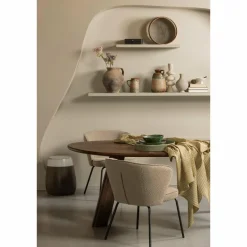 Woood Admit eetkamerstoel bouclé beige