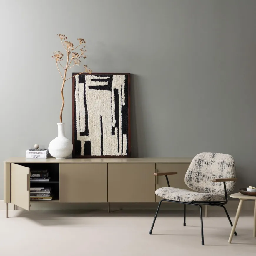 Woood Anka wanddeco katoen zwart/wit
