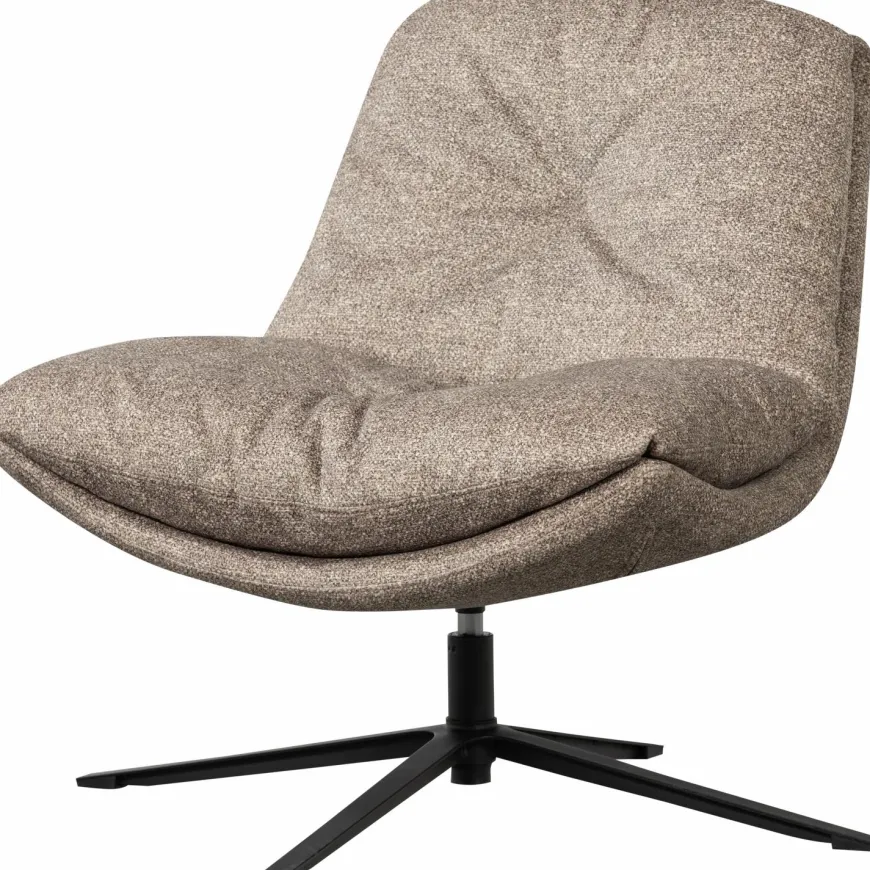 Woood Arve draaifauteuil bedrukte stof naturel melange
