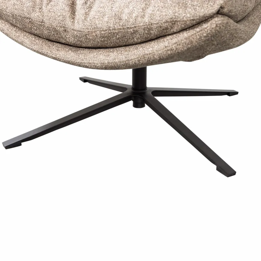 Woood Arve draaifauteuil bedrukte stof naturel melange