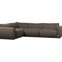 Woood Baggy hoekbank links geweven stof warmgrijs melange