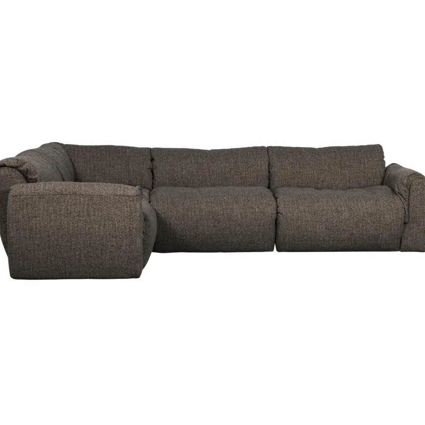 Woood Baggy hoekbank links geweven stof warmgrijs melange