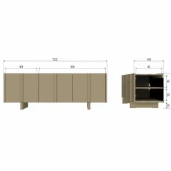 Woood Basu tv meubel 152cm grenen moss [fsc]