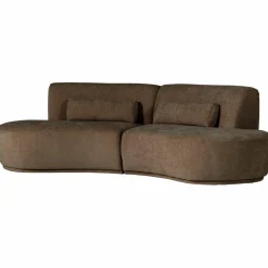 Woood Batavier half ronde bank 4-zits velvet melange bruin