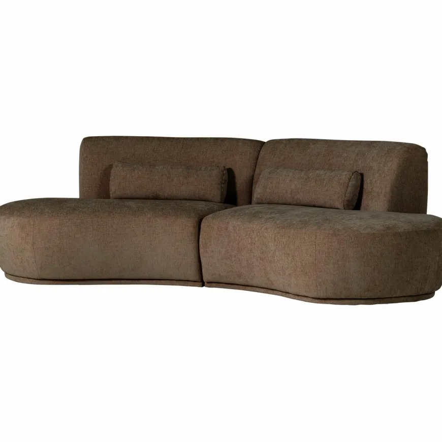 Woood Batavier half ronde bank 4-zits velvet melange bruin