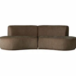 Woood Batavier half ronde bank 4-zits velvet melange bruin