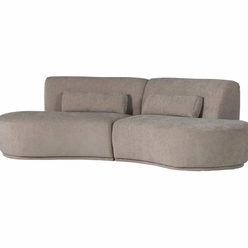 Woood Batavier half ronde bank 4-zits velvet melange zand