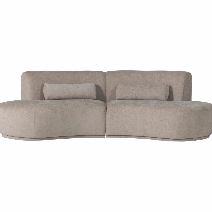 Woood Batavier half ronde bank 4-zits velvet melange zand