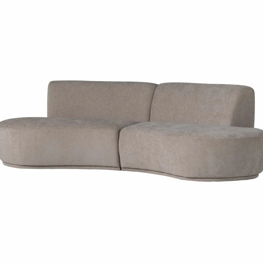 Woood Batavier half ronde bank 4-zits velvet melange zand