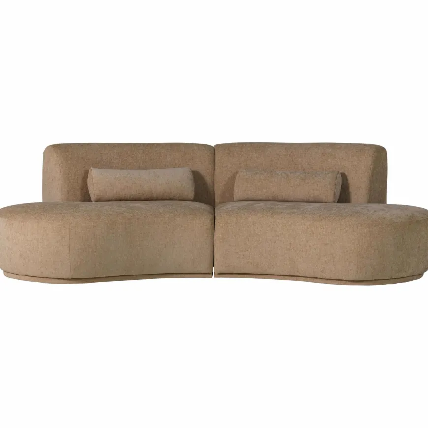 Woood Batavier half ronde bank 4-zits velvet melange lichtbruin