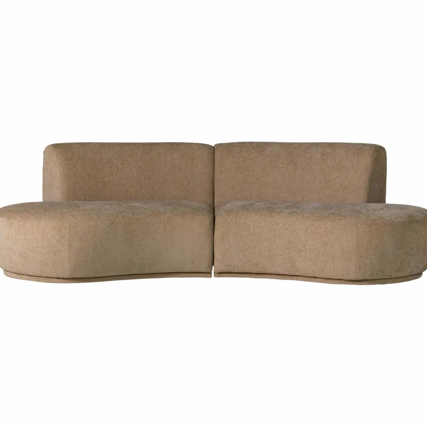 Woood Batavier half ronde bank 4-zits velvet melange lichtbruin