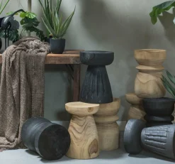 Woood Bikkel Kruk Hout Naturel 40xØ28cm