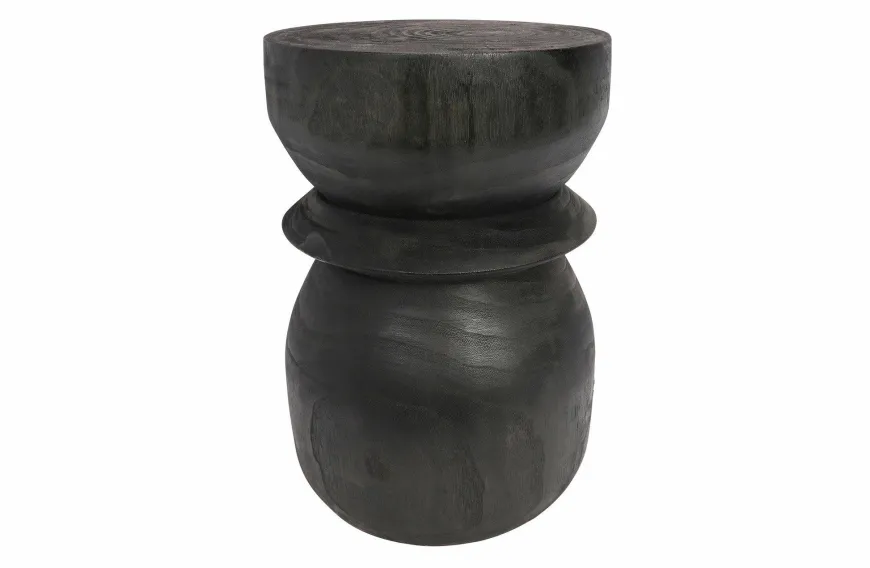 Woood Bikkel Kruk Hout Zwart 40xØ28cm