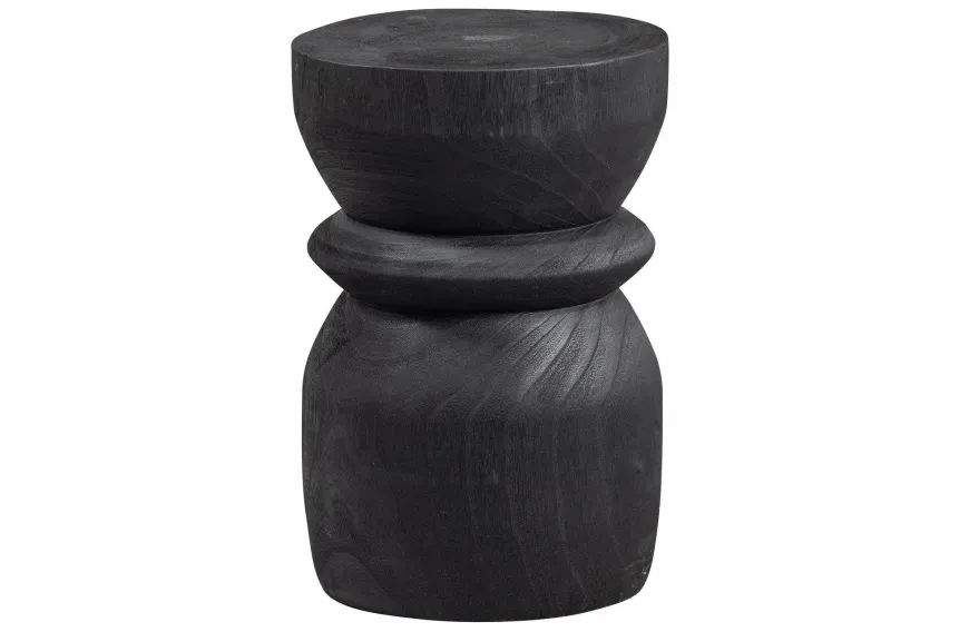 Woood Bikkel Kruk Hout Zwart 40xØ28cm