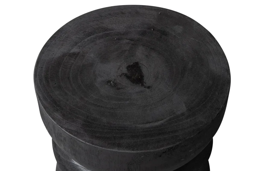 Woood Bikkel Kruk Hout Zwart 40xØ28cm