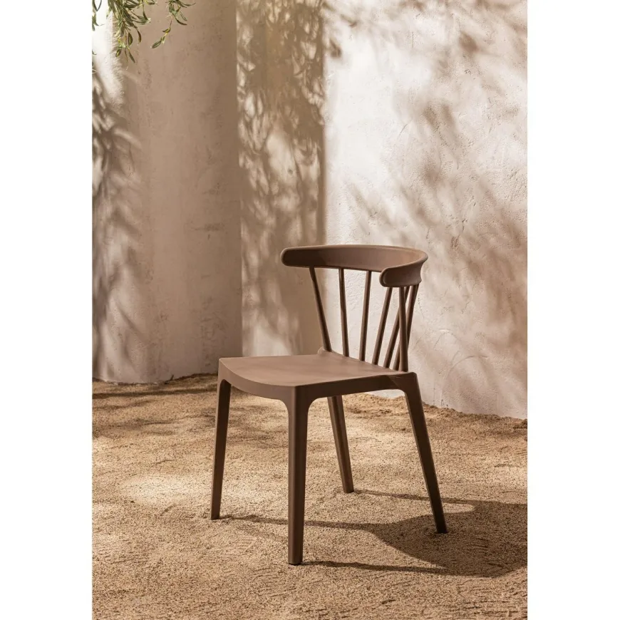 Woood Bliss tuinstoel met spijlen coffee fiber bruin melange