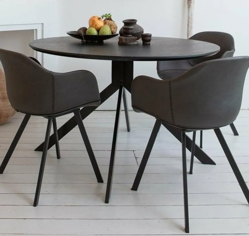 Woood Bruno Eettafel Rond Mdf Zwart Ø120cm
