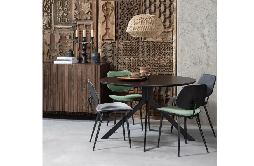 Woood Bruno Eettafel Rond Mdf Zwart Ø120cm