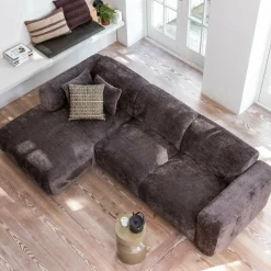 Woood CLOUD chaise longue links geweven chenille warm bruin