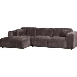 Woood CLOUD chaise longue links geweven chenille warm bruin