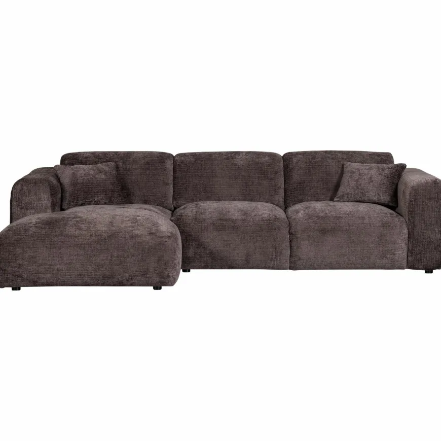 Woood CLOUD chaise longue links geweven chenille warm bruin