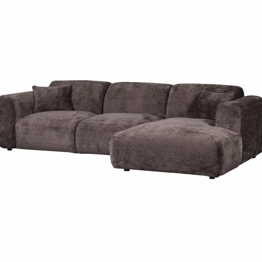 Woood CLOUD chaise longue rechts geweven chenille warm bruin