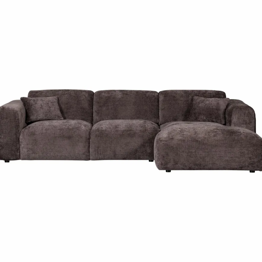 Woood CLOUD chaise longue rechts geweven chenille warm bruin