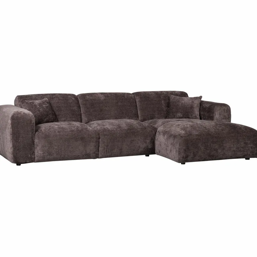 Woood CLOUD chaise longue rechts geweven chenille warm bruin
