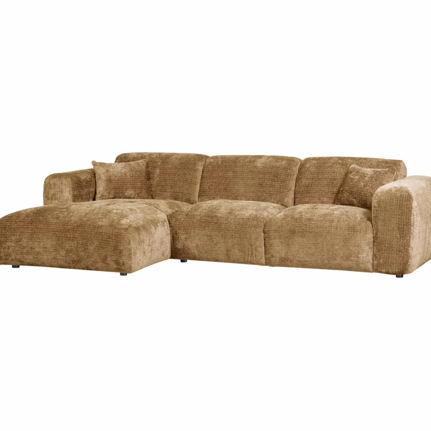 Woood CLOUD chaise longue links geweven chenille honinggeel