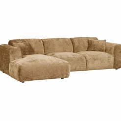 Woood CLOUD chaise longue links geweven chenille honinggeel